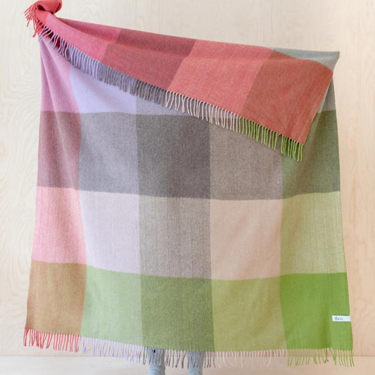 Large Check Blankets in Brushed Wool