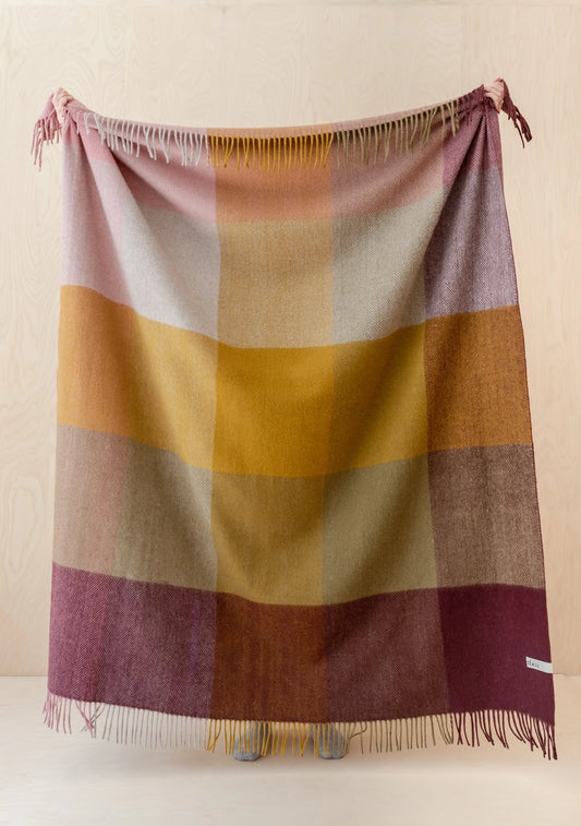 Large Check Blankets in Brushed Wool