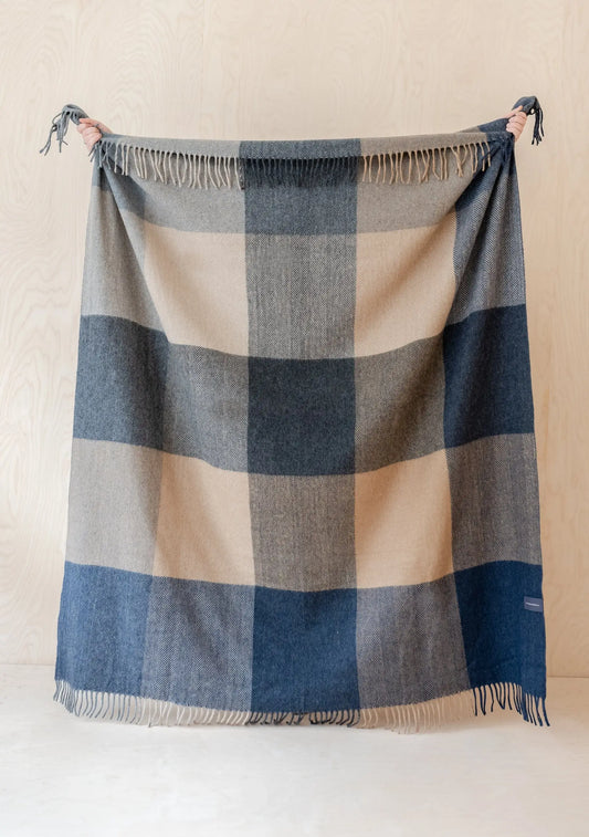 Large Check Blankets in Brushed Wool